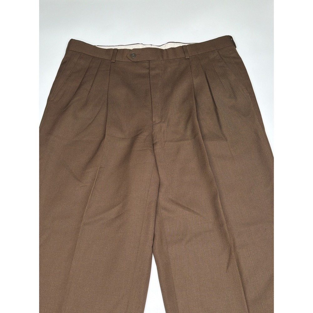 Monsieur by Givenchy Vintage Brown Double Pleated Cuffed Dress‎ Pants Mens 36R